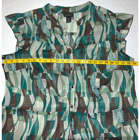 Lane Bryant Top Blouse Sheer Plus Size 18/20 Multicolor Sleeveless Button Front - Picture 5 of 6